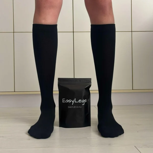 Fekete női kompressziós zokni EasyLegs csomagolással